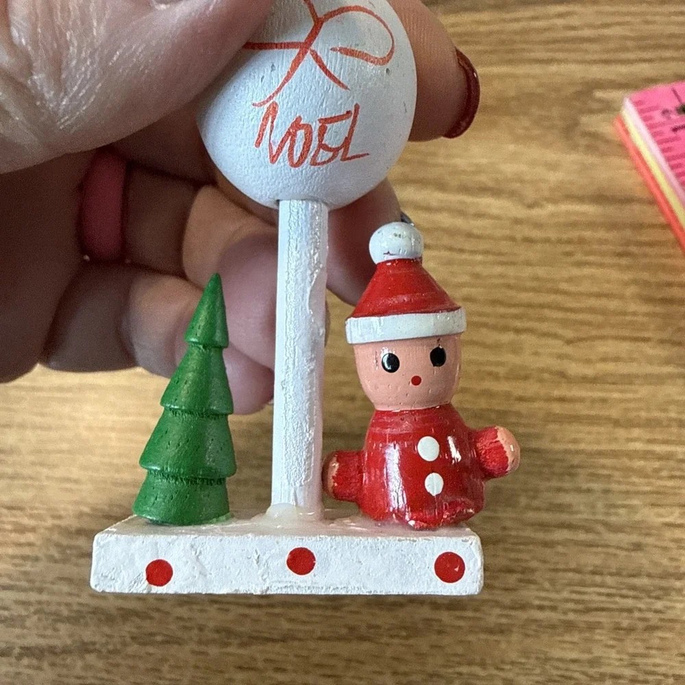 6 Vintage Wooden Christmas Ornaments